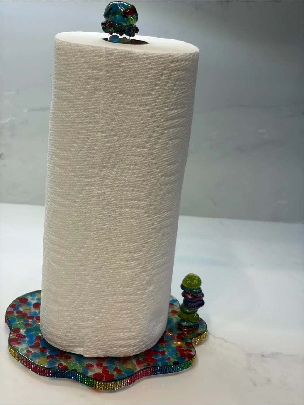 Multicolor Glass Bead Paper Towel Holder - Decorative Home Accent